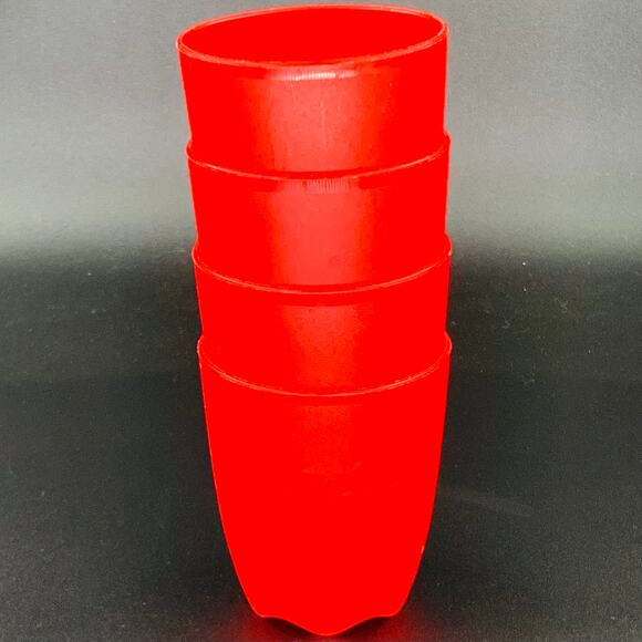 Tupperware Tumblers 1 Cup 8 Oz Red Small Cup Drinking Glass Plastic Set of Four - Picture 4 of 6